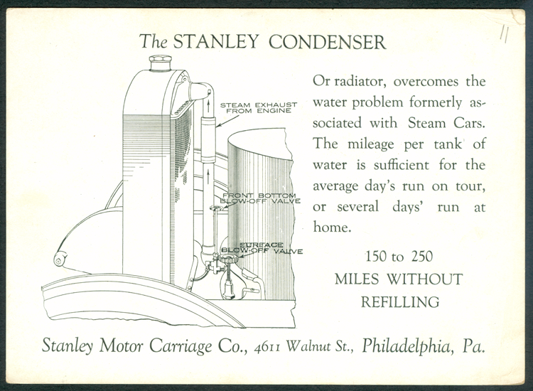 Stanley Motor Carriage Company Philadelphia Office Advertising Cards